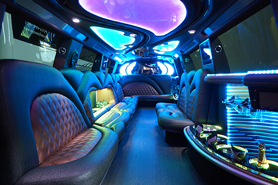 Inside limousine 20 passenger